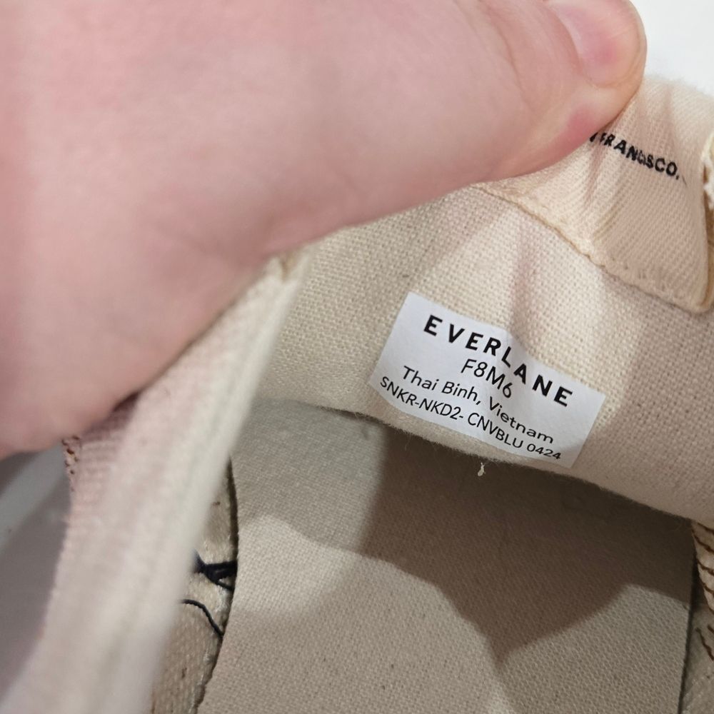 Everlane The Tread-bare Sneaker Womens 8 Natrual Canvas Dark Sapphire Argan Oil - Picture 9 of 9